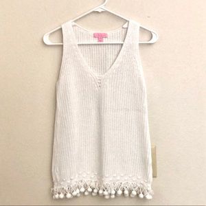 Lilly Pulitzer White Pom Pom Tank Size S